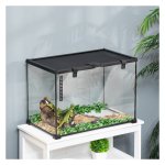 Reptielenhuis - Glasterrarium - Voedingsdoos – Thermometer - zwart