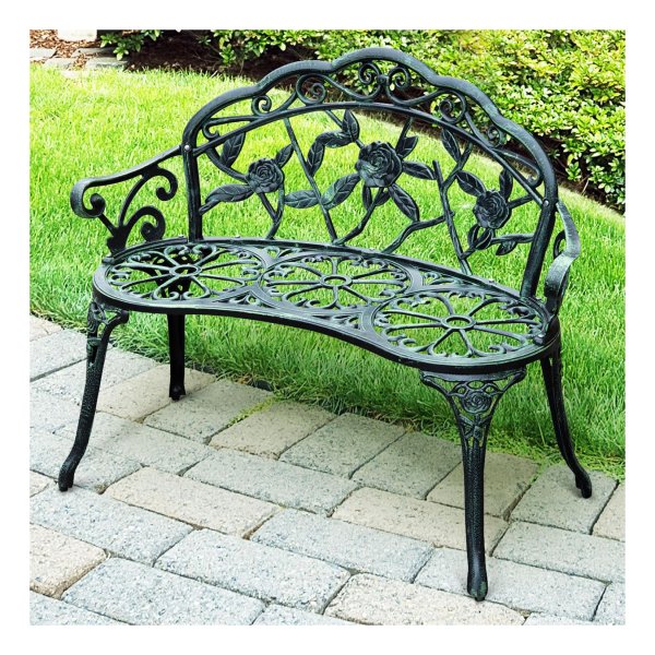 Tuinbank - Stijlvolle parkbank - Decoratief tuinmeubel - Zwart