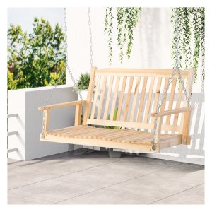 Schommelbank - Luxe Comfort - Stevige houten schommelbank voor tuin, terras - Natuurlijk houtkleurig