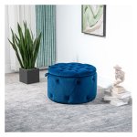 Opbergkruk - Luxor Living - Gestoffeerde zitting - Fluweel - Blauw