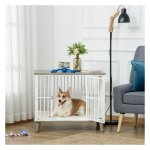 Hondenbench - Luxe - Verhoogd ontwerp - Wit + grijs