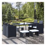 Polyrattanstoelen - TrendyGarden - Set van 8 - Zwarte rattan