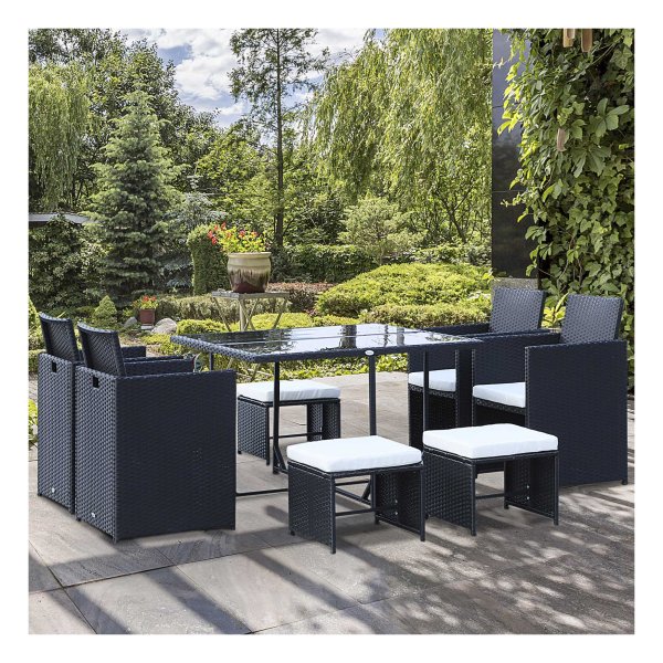 Polyrattanstoelen - TrendyGarden - Set van 8 - Zwarte rattan