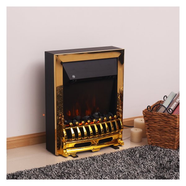 Haardkachel - DeluxeFire - Open haard effect - Goudkleurig