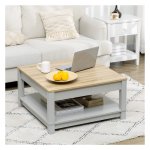 Salontafel - Natural Living - Plank - Vierkant - Lichtgrijs
