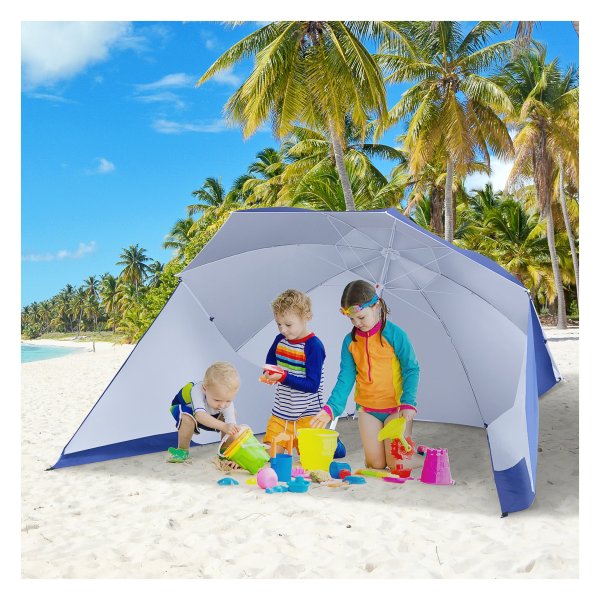 Parasolwindscherm - BeachMaster - Waterdicht - Draagbaar - Blauw