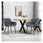 Eetkamerstoelen - DesignMeubels - Ademende bekleding - Metalen poten - Donkergrijs