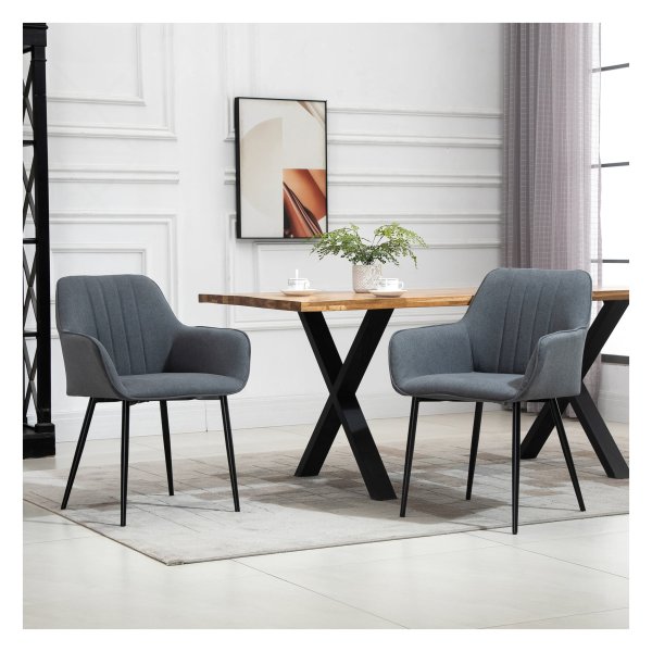 Eetkamerstoelen - DesignMeubels - Ademende bekleding - Metalen poten - Donkergrijs