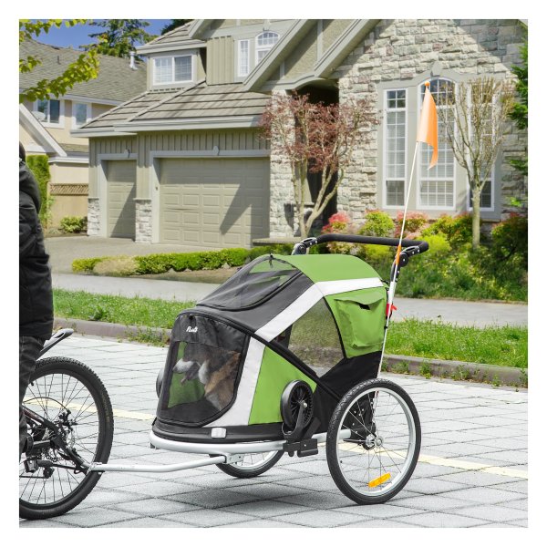 Hondenaanhangwagen - HappyPets - Opvouwbaar - Ademend - Metaalgroen