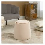 Kruk - Luxe Living - Opbergruimte - Gestoffeerde zitting - Beige.