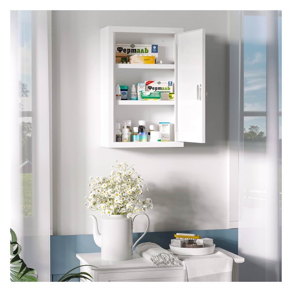 Medicijnkastje – Apotheek Stijl – 3 Lagen – 2 Sleutels – Wit