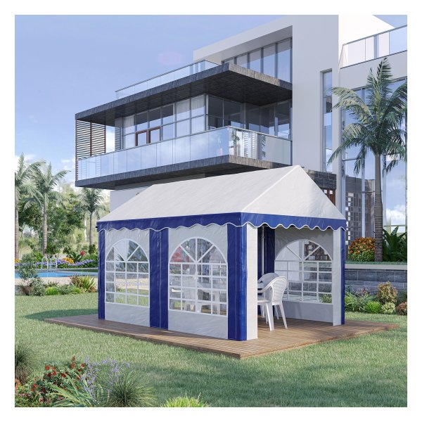 Feesttent - Pavilion - UV-bescherming - Ramen - Wit & Blauw