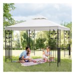Tuinpaviljoen - Stalen frame - Dubbel dak - Crème wit