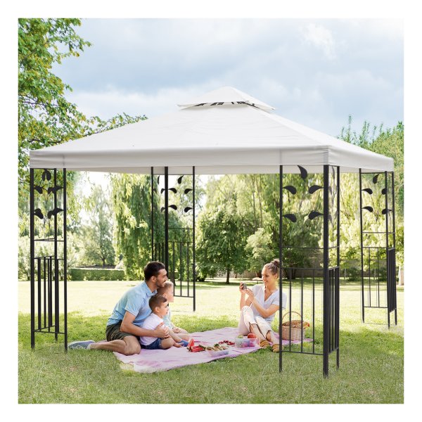 Tuinpaviljoen - Stalen frame - Dubbel dak - Crème wit
