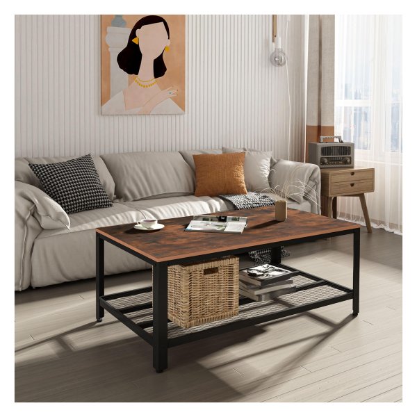 Salontafel - RetroDesign - Vintage look - Stijlvol – Zwart/Walnoot