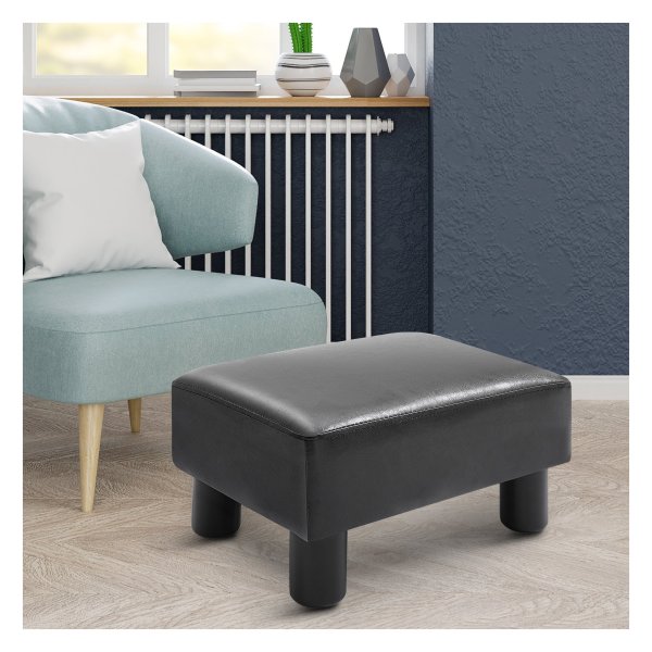 Voetenbank - Comfortabel - Synthetisch leer - Zwart