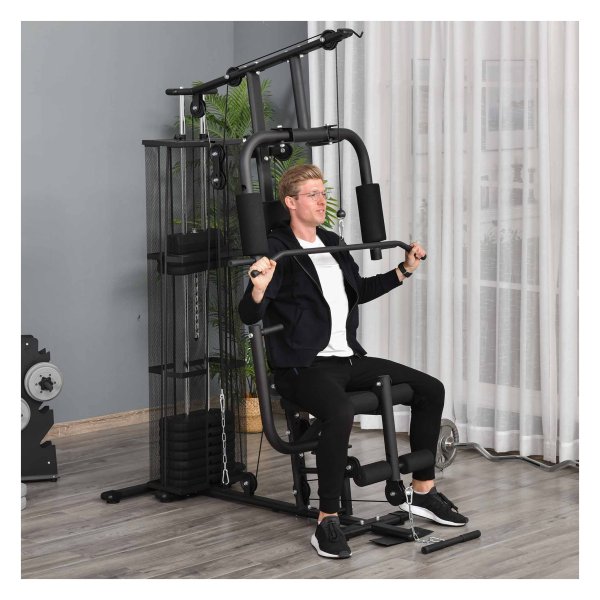 Multigym - Sportyfit - Lat Pulldown - Leg Curl - Zwart