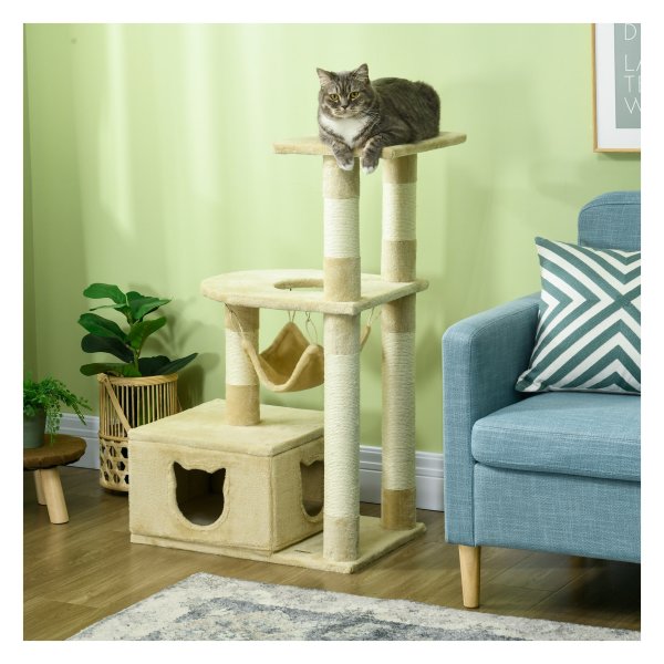Kattenspeelboom – Krabmeubel - Hangend bed – Beige