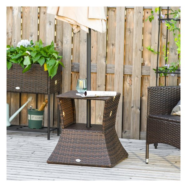 Tuinmeubel - Poly Rattan - Parasolstandaard - Bruin