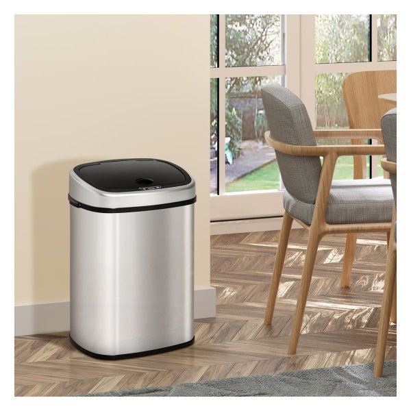 Infraroodsensorbak – SmartHome - Automatisch openen – 48 liter - zilverkleurig