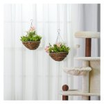 2 kunstmatige planten hangende plant clematis in de pot met haakdecoratie Pe roze+groen 30 x 30 x 32 cm