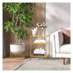 Bijzettafel - Zaza Home - Glasplanken - Stalen frame - Goudkleurig