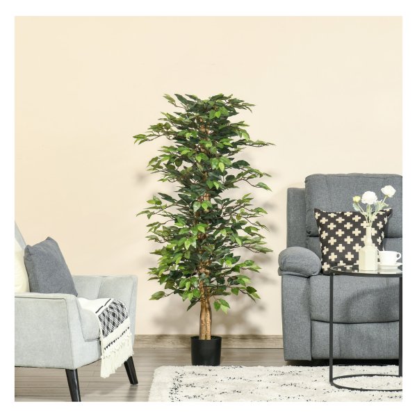 Kunstmatige planten 150 cm kunstmatige ficus tree art plant huisplant decipper lance kantoor lance plastic pot voor binnen en buiten