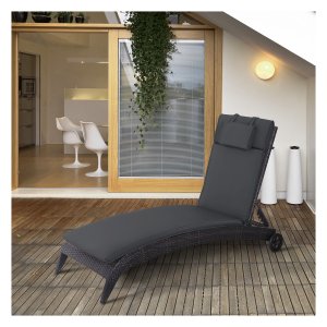 Tuinlounger - ComfortBuiten - Kussen - Afneembare hoes - Grijs