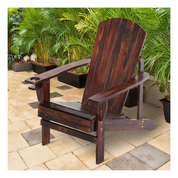 Tuinstoel - Adirondack Style - Bekerhouder - Vast hout - Verkoold