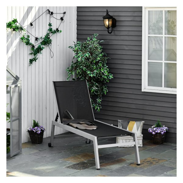 Tuinstoel - Relax Outdoor - Verstelbaar - Aluminium - Zwart