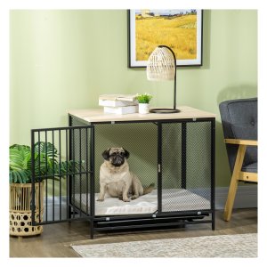 Hondenbench - LuxeDog - Tafelblad & Kussens - Eikenhout & Zwart