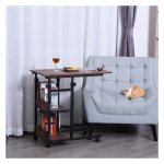Bijzettafel - Luxe Living - Verstelbare hoogte – Wielen - Zwart