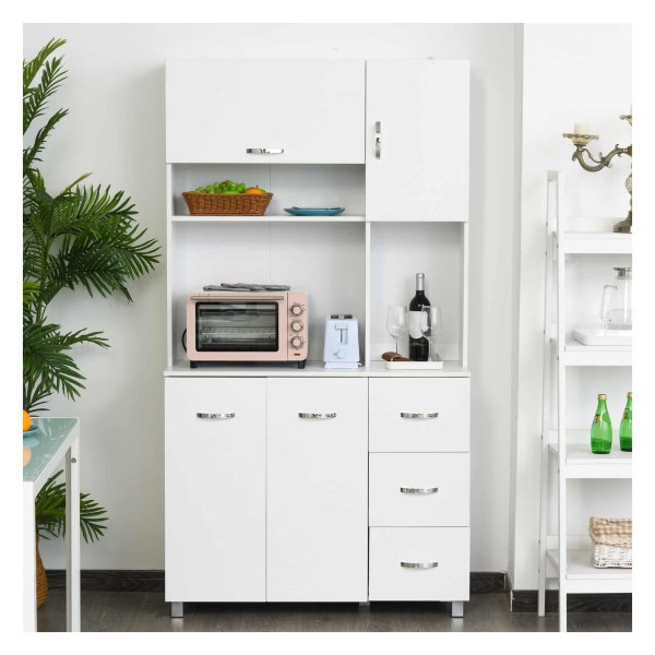 Keukenkast - Moderna - 3 laden - Verstelbare planken - wit
