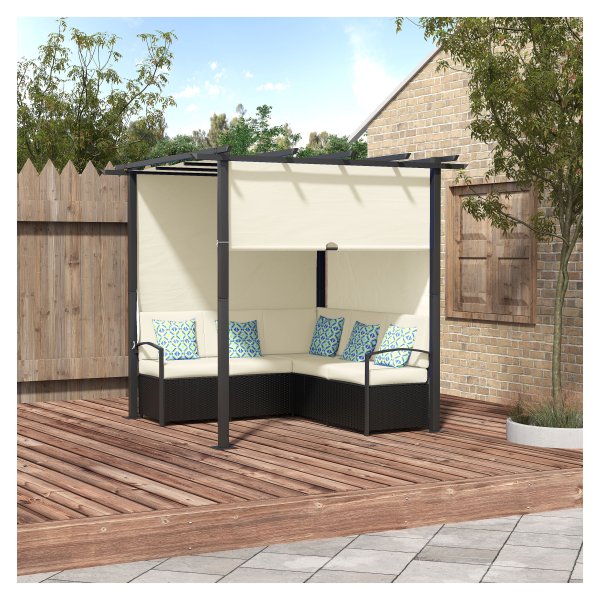 Tuinset - Zaza Home - Weerbestendig - Pergola - Zwart