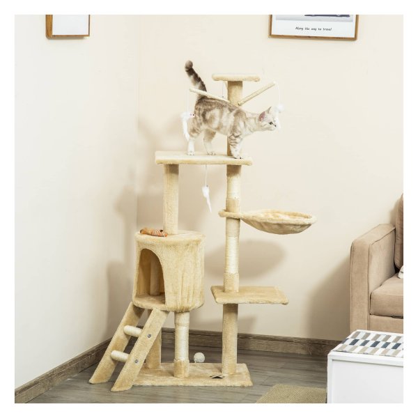 Klimboom - Krabpaal - Inclusief speelgoed - Beige