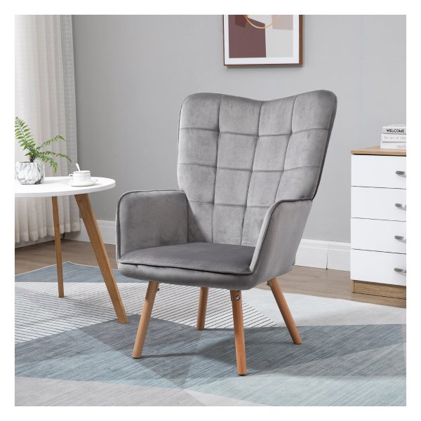 Eetkamerstoel - ComfortDesign - Fluweel - Armleuningen - Grijsbruin