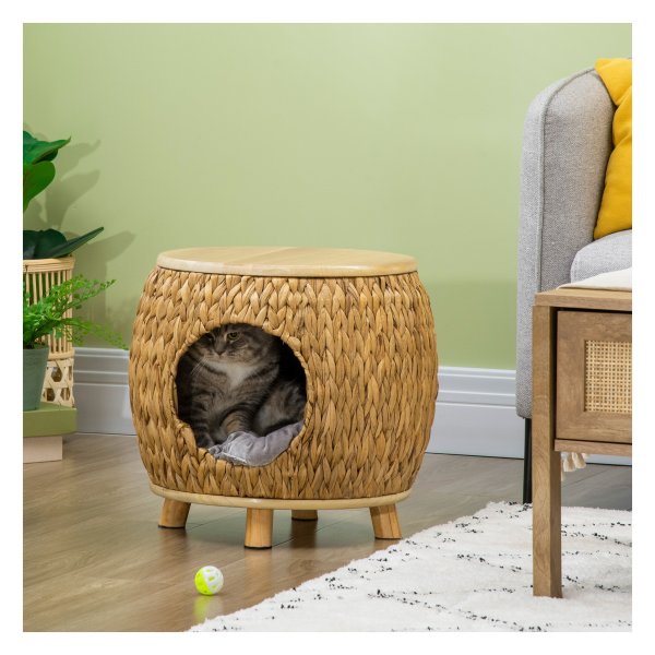 Kattenmand - LuxeDesign - Rotan - Hyacint - Lichtbruin & Grijs