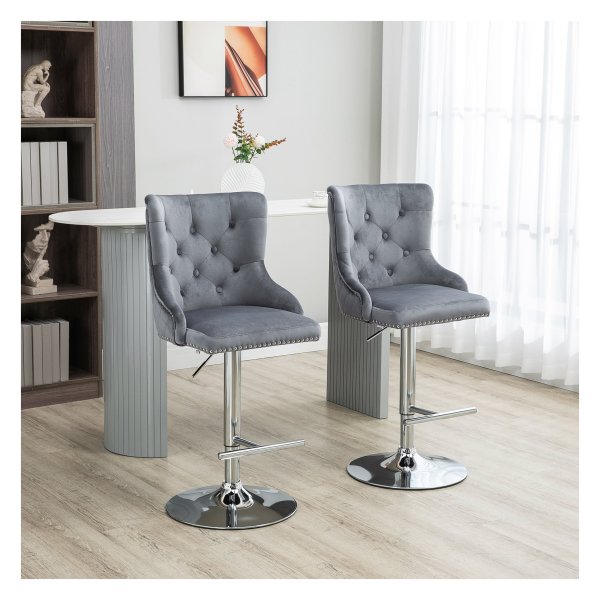 Barstoelen - Stijlvolle Trendhout - In hoogte verstelbaar - Luxe - Grijs