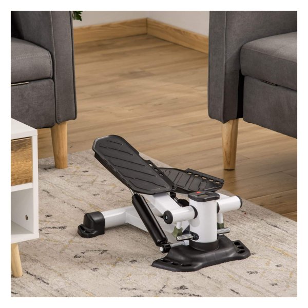 Stappenteller - Compacte Stepper - LCD-scherm - Grote Pedalen - Wit/Zwart
