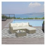 Tuinmeubelset - Polyrattan - 3 personen - Aluminium - Lichtgrijs