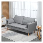 Bankstel - Elegant Living - Linnen look en houten poten - lichtgrijs