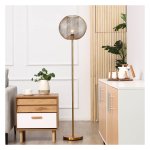 Staande lamp - Metalen rooster - Vintage goud - Slaapkamer
