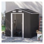 Tuinhuisje - Metalen tuinhuis - Schuifdeuren - Apparaatschuur - Zwart