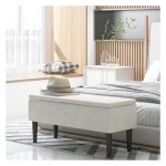 Opbergstoel - Zaza Home - Crèmekleurige bank met fluwelen look - Ideaal voor woonkamer