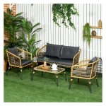 Tuinmeubelset - Boho Living - Rieten zitplaatsen – Balkonmeubels - Zandkleurig