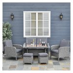 Tuinset – Luxe Poly Rattan - Eettafel inclusief Voetbank - Grijs
