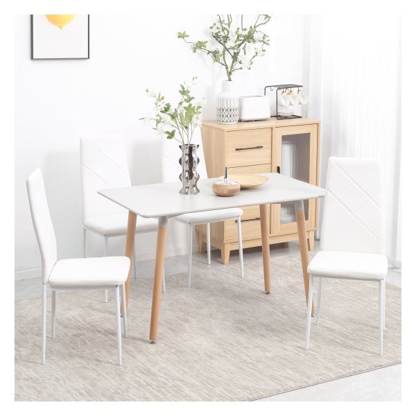 Eetkamerstoelen - Comfortabele zit - Gestoffeerd - Wit