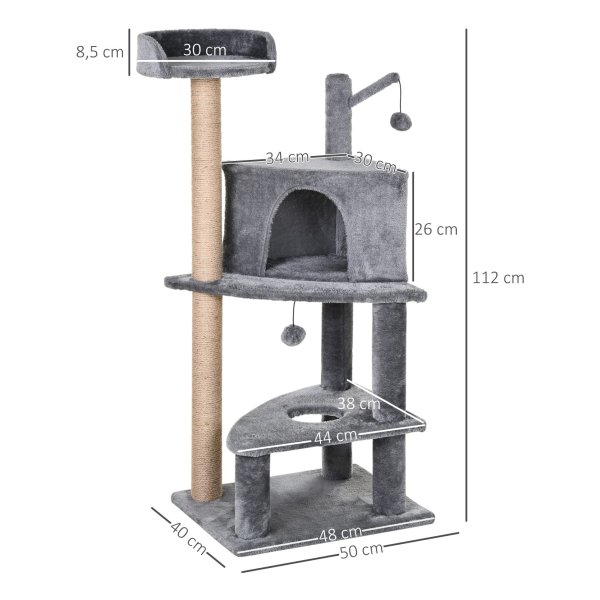 Kattenhuis - Krabpaal - Speelballen - Grijs