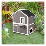 Kattenhuis - - Platform en twee niveaus - Grijs