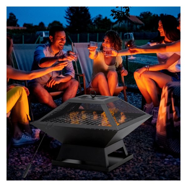 Vuurkorf - Vuurman - Vonkbescherming - Grillrooster - Zwart